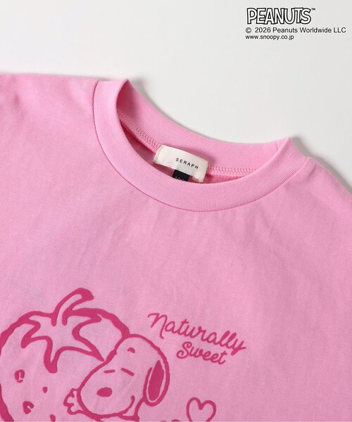 Seraph(セラフ)の「PEANUTS AラインフロッキーTシャツ(Tシャツ/カットソー・キッズ・サックスブルー/ライム/ピンク・140/130/120/110/100/90/80)」の10枚目の写真