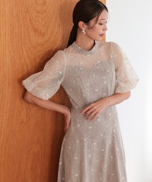 haremode | 結婚式 お呼ばれ 二次会 謝恩会 成人式 同窓会 対応 20代 30代 クラシカル レース フレア 花柄 刺繍 フリル袖 五分袖きれいめ パーティー オケージョン ドレス(ドレス)