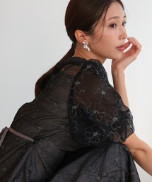 haremode | 結婚式 お呼ばれ 二次会 謝恩会 成人式 同窓会 対応 20代 30代 クラシカル レース フレア 花柄 刺繍 フリル袖 五分袖きれいめ パーティー オケージョン ドレス(ドレス)