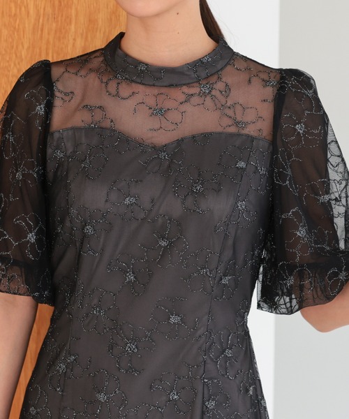 haremode（ハレモード）の「結婚式 お呼ばれ 二次会 謝恩会 成人式 同窓会 対応 20代 30代 クラシカル レース フレア 花柄 刺繍 フリル袖 五分袖きれいめ パーティー オケージョン ドレス（ドレス・レディース・ブラック/ベージュ/ブラウン・S/M）」の12枚目の写真