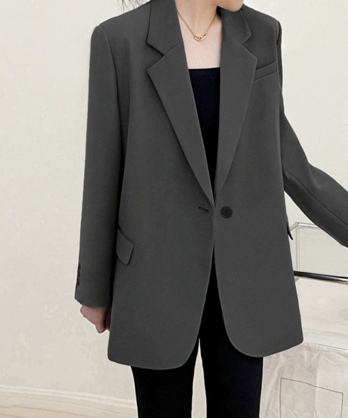 Miniministore(ミニミニストア)の「テーラードジャケット ゆったりレディース(テーラードジャケット・レディース・ブラック/ダークグレー・M/L)」の15枚目の写真