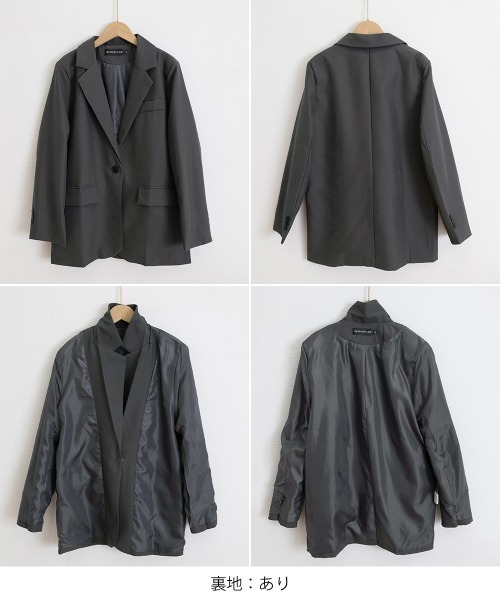 Miniministore(ミニミニストア)の「テーラードジャケット ゆったりレディース(テーラードジャケット・レディース・ブラック/ダークグレー・M/L)」の5枚目の写真