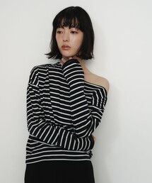 EMMEL REFINES | ＜EMMEL REFINES＞EM アシンメトリー ボーダー ロンT(Tシャツ/カットソー)