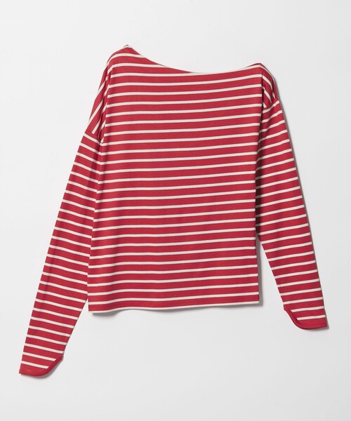 EMMEL REFINES(エメルリファインズ)の「<EMMEL REFINES>EM アシンメトリー ボーダー ロンT(Tシャツ/カットソー・レディース・レッド/ホワイト/ネイビー・FREE)」の3枚目の写真