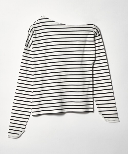 EMMEL REFINES(エメルリファインズ)の「<EMMEL REFINES>EM アシンメトリー ボーダー ロンT(Tシャツ/カットソー・レディース・レッド/ホワイト/ネイビー・FREE)」の2枚目の写真