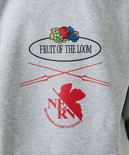 FRUIT OF THE LOOM（フルーツオブザルーム）の「【FRUIT OF THE LOOM】FTL×EVA ロゴプリントフーディー / フルーツオブザルーム×エヴァンゲリオン パーカー（パーカー・メンズ・ネイビー/ライトグレー/ブラック・XL/S/M/L）」の11枚目の写真
