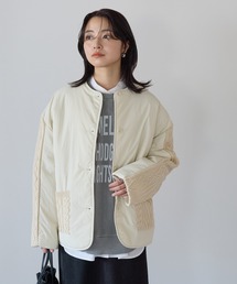 ニットケーブル切替中綿ジャケット
