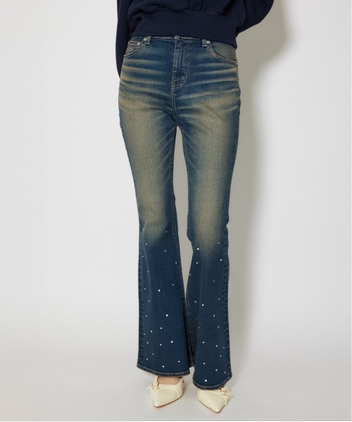 rienda(リエンダ)の「ビジュージャストウエストフレアデニムパンツ 春服(デニムパンツ・レディース・ライトブルー/ブルー・X-SMALL/SMALL/MEDIUM)」の1枚目の写真