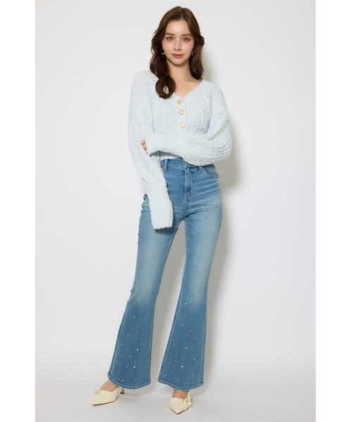 rienda(リエンダ)の「ビジュージャストウエストフレアデニムパンツ 春服(デニムパンツ・レディース・ライトブルー/ブルー・X-SMALL/SMALL/MEDIUM)」の16枚目の写真