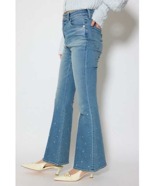 rienda(リエンダ)の「ビジュージャストウエストフレアデニムパンツ 春服(デニムパンツ・レディース・ライトブルー/ブルー・X-SMALL/SMALL/MEDIUM)」の3枚目の写真