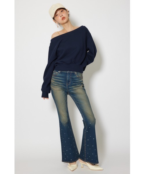 rienda(リエンダ)の「ビジュージャストウエストフレアデニムパンツ 春服(デニムパンツ・レディース・ライトブルー/ブルー・X-SMALL/SMALL/MEDIUM)」の8枚目の写真