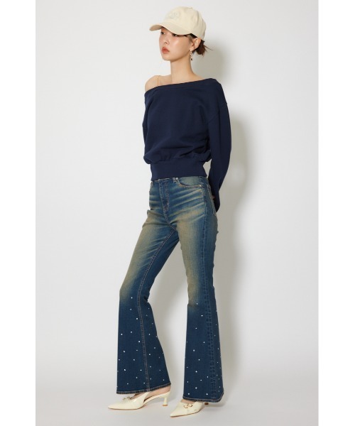 rienda(リエンダ)の「ビジュージャストウエストフレアデニムパンツ 春服(デニムパンツ・レディース・ライトブルー/ブルー・X-SMALL/SMALL/MEDIUM)」の9枚目の写真