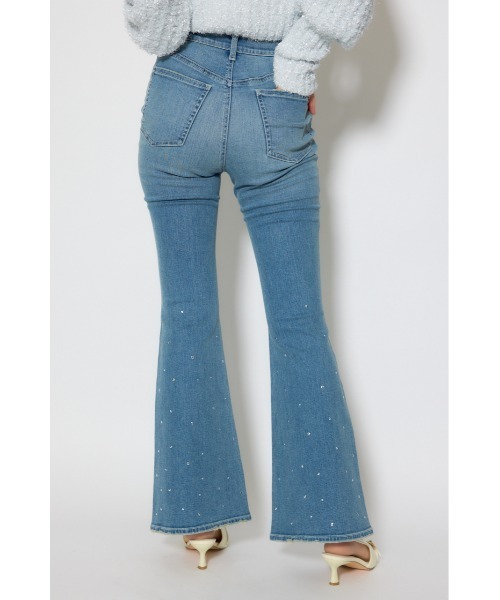 rienda(リエンダ)の「ビジュージャストウエストフレアデニムパンツ 春服(デニムパンツ・レディース・ライトブルー/ブルー・X-SMALL/SMALL/MEDIUM)」の4枚目の写真