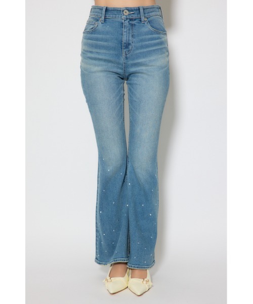 rienda(リエンダ)の「ビジュージャストウエストフレアデニムパンツ 春服(デニムパンツ・レディース・ライトブルー/ブルー・X-SMALL/SMALL/MEDIUM)」の5枚目の写真