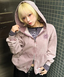 mahagrid 『mahagrid/マハグリッド』 Washed Solar Applique Zip-Up Hoodie/ウォッシュドソーラージップアップパーカー