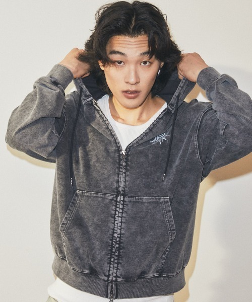 MAHAGRID（マハグリッド）の「mahagrid 『mahagrid/マハグリッド』 Washed Solar Applique Zip-Up Hoodie/ウォッシュドソーラージップアップパーカー（パーカー・レディース・チャコールグレー/ピンク・FREE）」の13枚目の写真