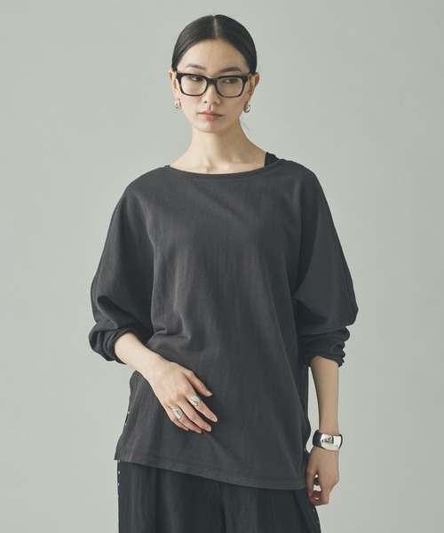 Curensology(カレンソロジー)の「Curensology(カレンソロジー)/シアードルマンプルオーバー(Tシャツ/カットソー・レディース・ホワイト/チャコールグレー・FREE)」の2枚目の写真