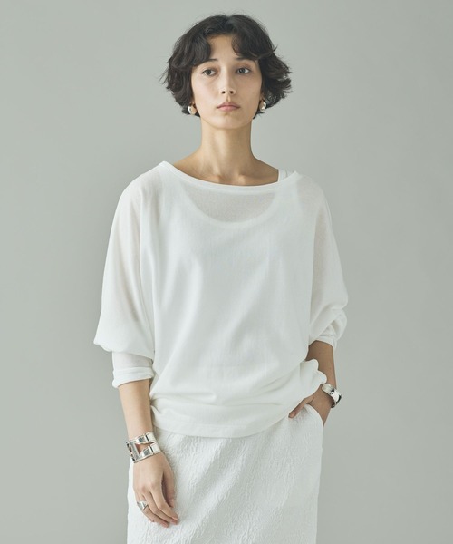 Curensology(カレンソロジー)の「Curensology(カレンソロジー)/シアードルマンプルオーバー(Tシャツ/カットソー・レディース・ホワイト/チャコールグレー・FREE)」の3枚目の写真