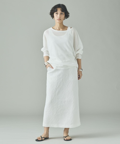 Curensology(カレンソロジー)の「Curensology(カレンソロジー)/シアードルマンプルオーバー(Tシャツ/カットソー・レディース・ホワイト/チャコールグレー・FREE)」の6枚目の写真