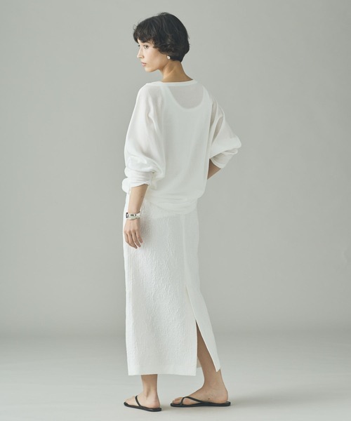 Curensology(カレンソロジー)の「Curensology(カレンソロジー)/シアードルマンプルオーバー(Tシャツ/カットソー・レディース・ホワイト/チャコールグレー・FREE)」の8枚目の写真