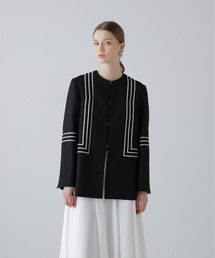 ADORE｜アドーアのノーカラージャケット（ブラック/黒色系・刺繍）通販