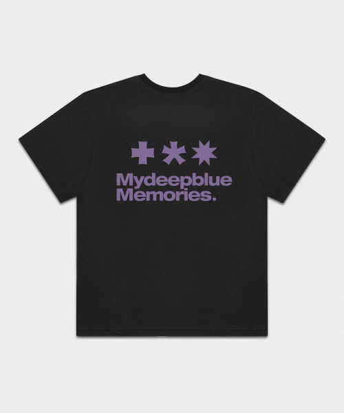 mydeepbluememories(マイディープブルーメモリーズ)の「Mm Symbol Logo T-Shirts (BLACK / PURPLE)(Tシャツ/カットソー・レディース・ブラック×パープル・FREE)」の1枚目の写真
