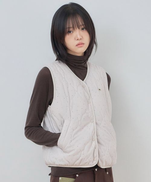 KIJIKO（キジコ）の「ke103-Dot Vest Cream（ダウンベスト・レディース・クリーム・FREE）」の6枚目の写真