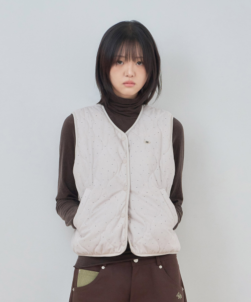 KIJIKO（キジコ）の「ke103-Dot Vest Cream（ダウンベスト・レディース・クリーム・FREE）」の5枚目の写真