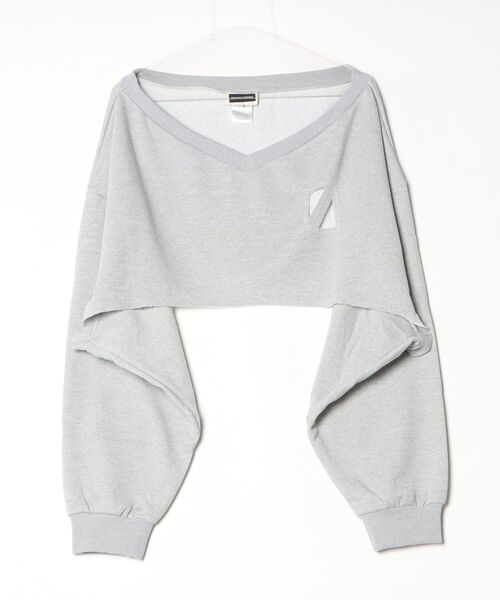PRESTIGE APPAREL(プレステージアパレル)の「PRESTIGE APPAREL V-NECK CROPPED SWEAT TOP(スウェット・レディース・グレー・SMALL)」の1枚目の写真