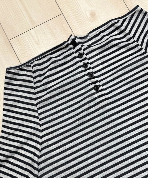NANEA(ナネア)の「ボーダーオフショルダーロングTシャツ(Tシャツ/カットソー・レディース・ブラック・MEDIUM/LARGE/SMALL)」の22枚目の写真