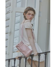 LETERIE | SHIRRING RIBBON BAG_PINK(メッセンジャーバッグ)