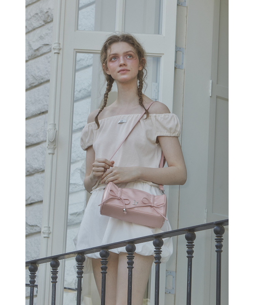 LETERIE(レテリー)の「SHIRRING RIBBON BAG_PINK(メッセンジャーバッグ・レディース・ピンク・FREE)」の2枚目の写真