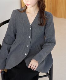 DISCOAT | リブメタル釦ペプラムカーディガン(カーディガン/ボレロ)