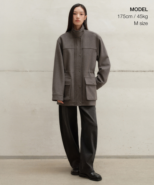 MUSINSA STANDARD WOMAN（ムシンサスタンダードウーマン）の「ウィメンズウールブレンドハンティングジャケット[トープ]（ミリタリージャケット・レディース・その他・SMALL/MEDIUM/LARGE/X-SMALL）」の4枚目の写真
