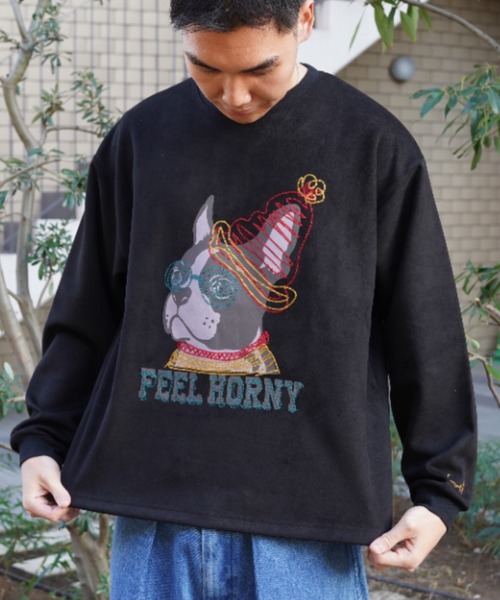 BEAVER(ビーバー)の「B omnivore/ビーオムニボー SUEDE DOG L/S PO(Tシャツ/カットソー・メンズ・ブラック・M/L)」の1枚目の写真