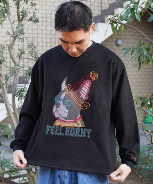 BEAVER(ビーバー)の「B omnivore/ビーオムニボー SUEDE DOG L/S PO(Tシャツ/カットソー・メンズ・ブラック・M/L)」の3枚目の写真