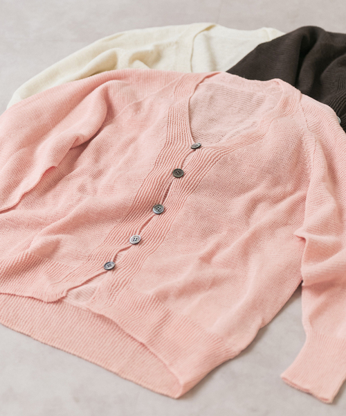 Spick & Span（スピックアンドスパン）の「コットンリネンギマ天竺カーディガン（カーディガン/ボレロ・レディース・ピンク系その他/ブラウン/ホワイト・FREE）」の13枚目の写真