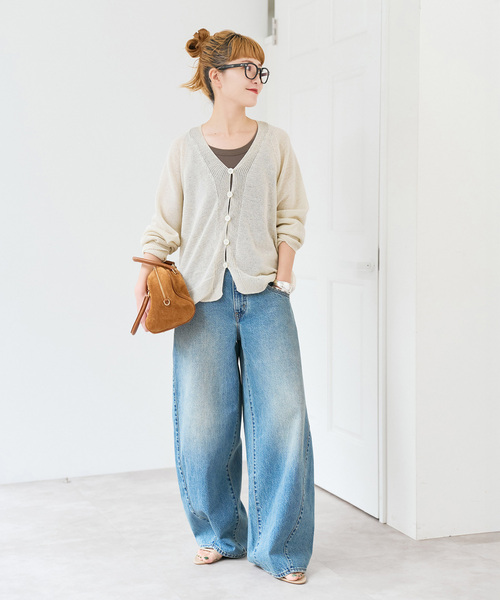 Spick & Span（スピックアンドスパン）の「コットンリネンギマ天竺カーディガン（カーディガン/ボレロ・レディース・ピンク系その他/ブラウン/ホワイト・FREE）」の14枚目の写真