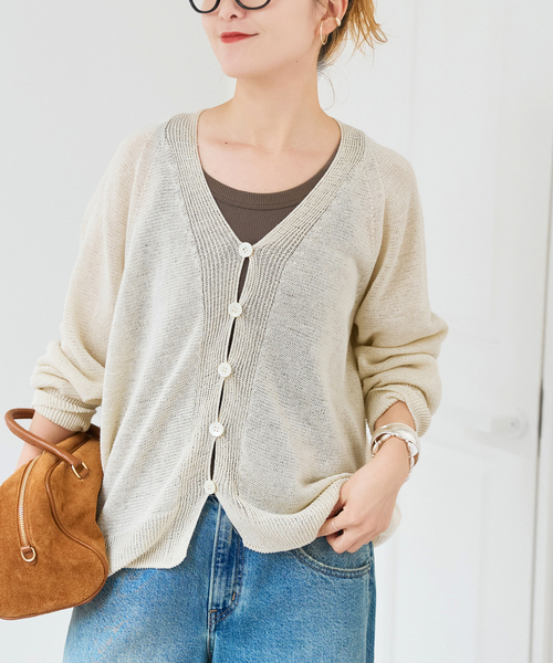 Spick & Span（スピックアンドスパン）の「コットンリネンギマ天竺カーディガン（カーディガン/ボレロ・レディース・ピンク系その他/ブラウン/ホワイト・FREE）」の16枚目の写真