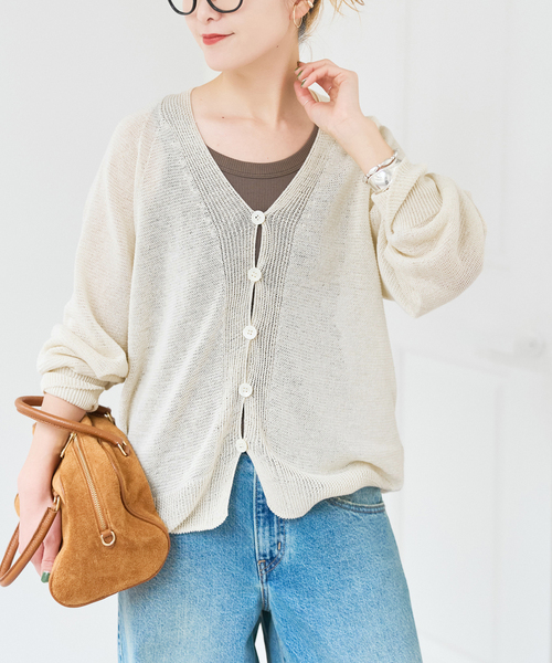 Spick & Span（スピックアンドスパン）の「コットンリネンギマ天竺カーディガン（カーディガン/ボレロ・レディース・ピンク系その他/ブラウン/ホワイト・FREE）」の17枚目の写真