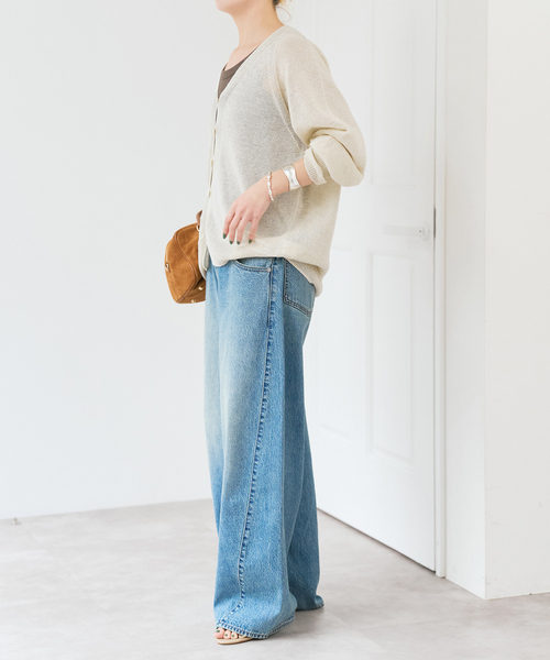 Spick & Span（スピックアンドスパン）の「コットンリネンギマ天竺カーディガン（カーディガン/ボレロ・レディース・ピンク系その他/ブラウン/ホワイト・FREE）」の20枚目の写真