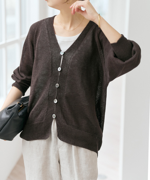 Spick & Span（スピックアンドスパン）の「コットンリネンギマ天竺カーディガン（カーディガン/ボレロ・レディース・ピンク系その他/ブラウン/ホワイト・FREE）」の22枚目の写真