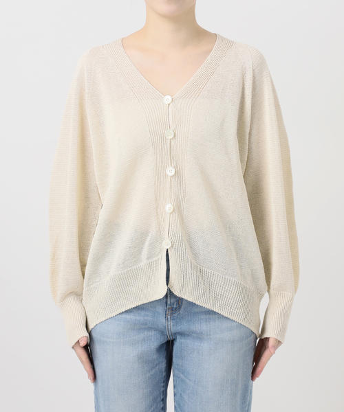Spick & Span（スピックアンドスパン）の「コットンリネンギマ天竺カーディガン（カーディガン/ボレロ・レディース・ピンク系その他/ブラウン/ホワイト・FREE）」の4枚目の写真