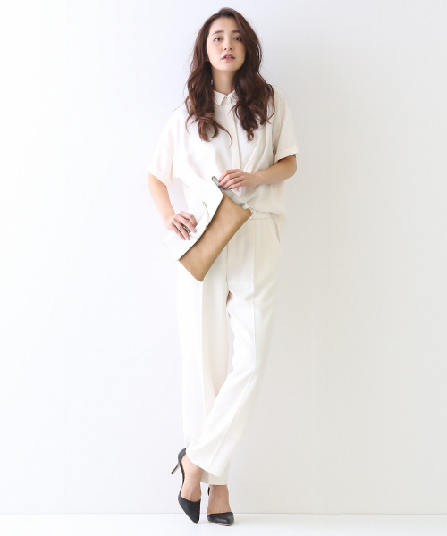 qualite（カリテ）の「二重織りナチュラルストレッチパンツ（その他パンツ・レディース・ネイビー/オフホワイト・0/2/1）」の12枚目の写真