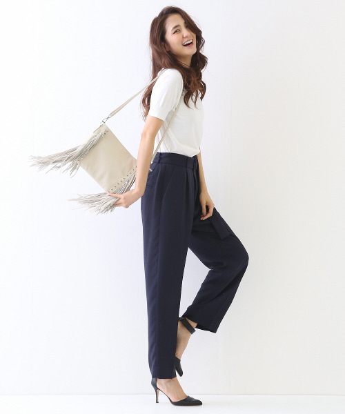 qualite（カリテ）の「二重織りナチュラルストレッチパンツ（その他パンツ・レディース・ネイビー/オフホワイト・0/2/1）」の13枚目の写真