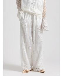 Te chichi | 【Atelier ChouChou】パネルレース刺繍タックワイドパンツ(セットアップ可)(その他パンツ)