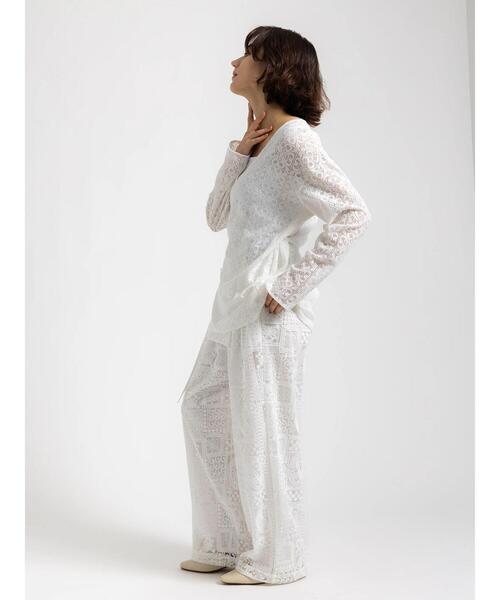 Te chichi（テチチ）の「【Atelier ChouChou】パネルレース刺繍タックワイドパンツ(セットアップ可)（その他パンツ・レディース・オフホワイト・F）」の17枚目の写真