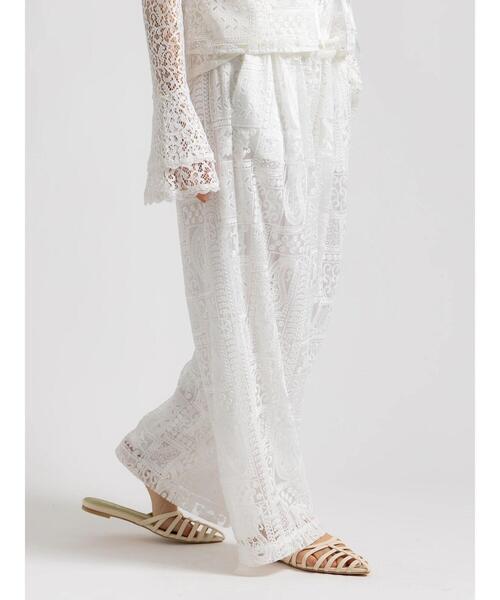 Te chichi（テチチ）の「【Atelier ChouChou】パネルレース刺繍タックワイドパンツ(セットアップ可)（その他パンツ・レディース・オフホワイト・F）」の18枚目の写真