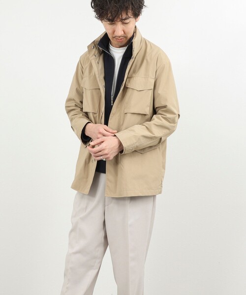 NOLLEY’S(ノーリーズ)の「【ダントツ撥水】M65タイプフードブルゾン 26SS / ウォッシャブル / パッカブル(ブルゾン・メンズ・ネイビー/グレイッシュブルー/ベージュ・L/M/S/XL)」の12枚目の写真