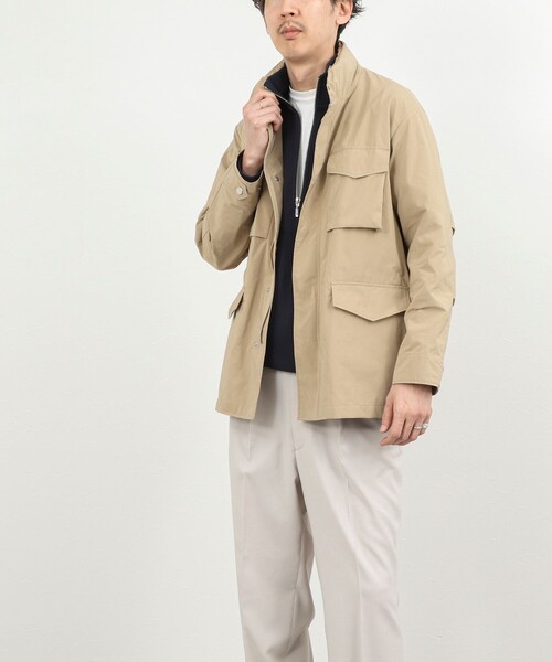 NOLLEY’S(ノーリーズ)の「【ダントツ撥水】M65タイプフードブルゾン 26SS / ウォッシャブル / パッカブル(ブルゾン・メンズ・ネイビー/グレイッシュブルー/ベージュ・L/M/S/XL)」の13枚目の写真